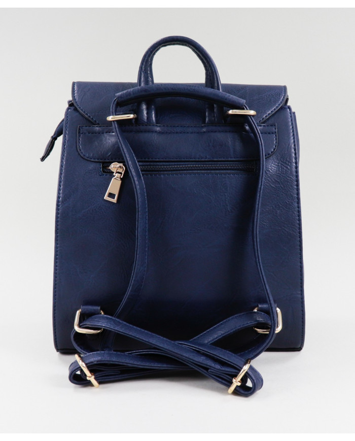 Mochila Azul de Senhora com Fecho de Torção