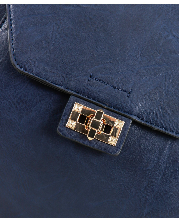 Mochila Azul de Senhora com Fecho de Torção