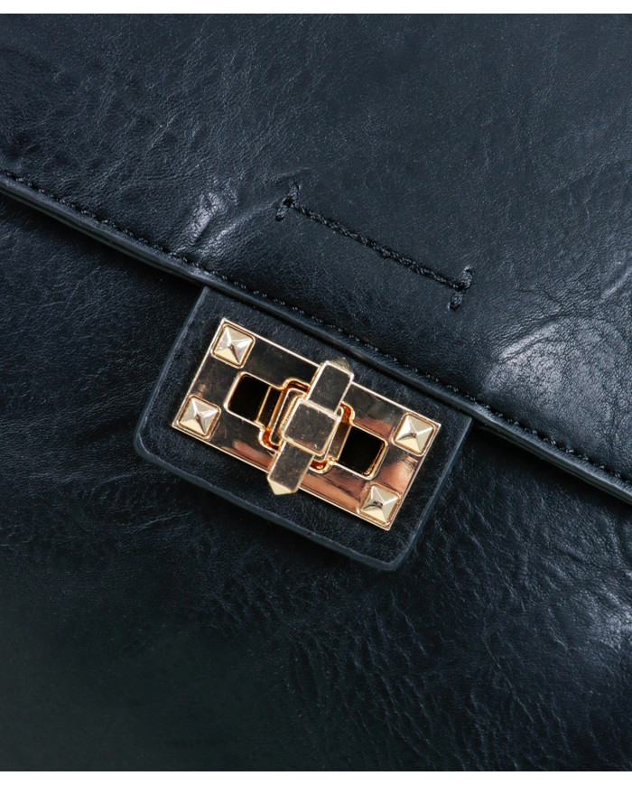 Ladies Black Backpack with Tortion Clasp