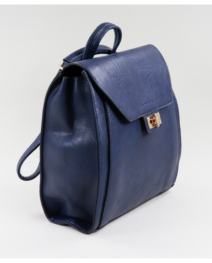 Mochila Azul de Senhora com Fecho de Torção