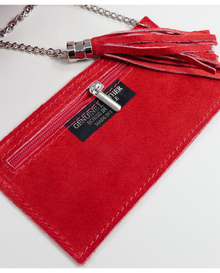 Bolso de la señora roja en la piel