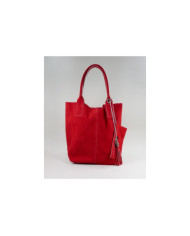 Bolso de la señora roja en la piel