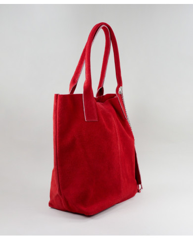 Bolso de la señora roja en la piel
