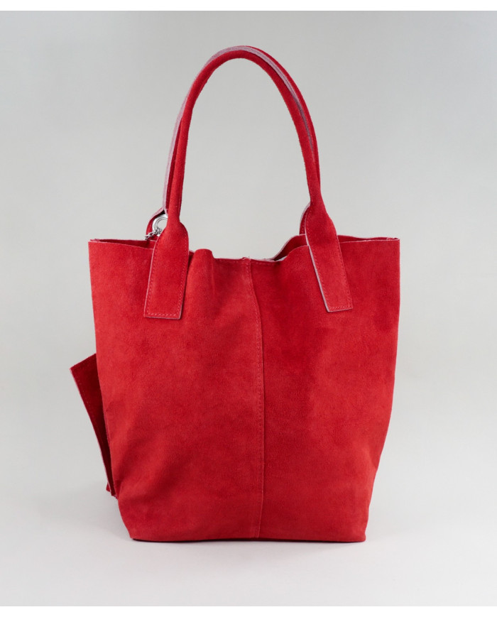 Bolso de la señora roja en la piel