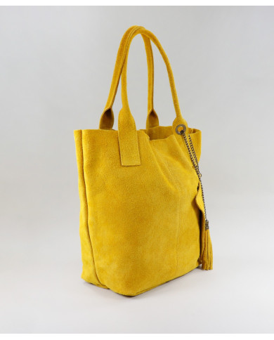 Bolso de la señora amarilla en la piel