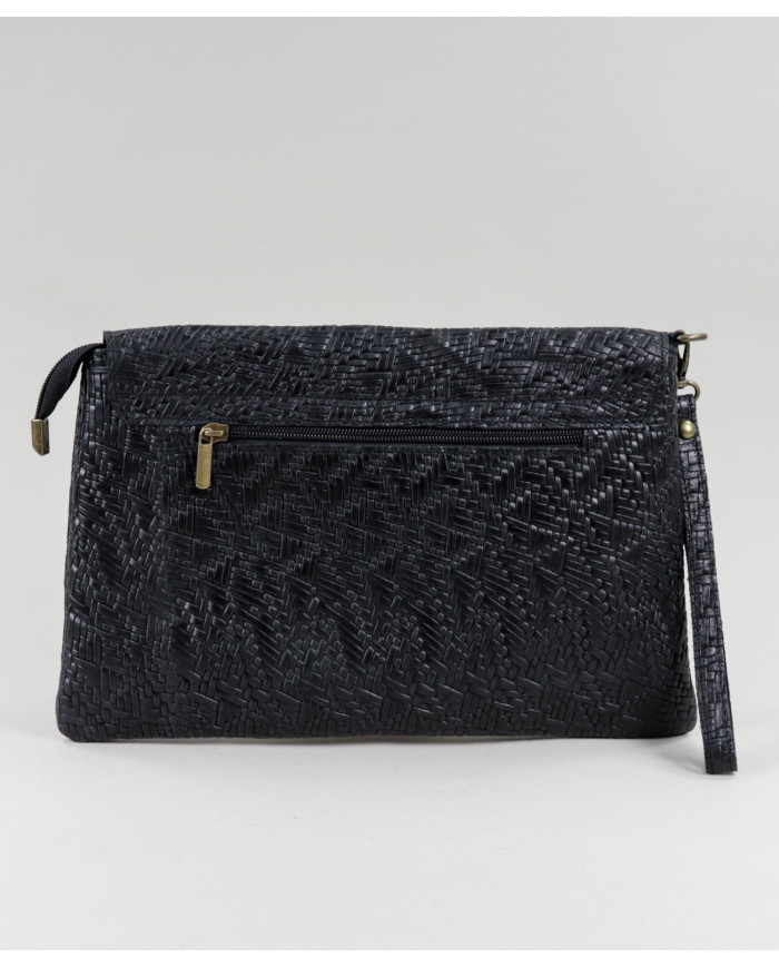 Clutch Feminina Preta em Pele