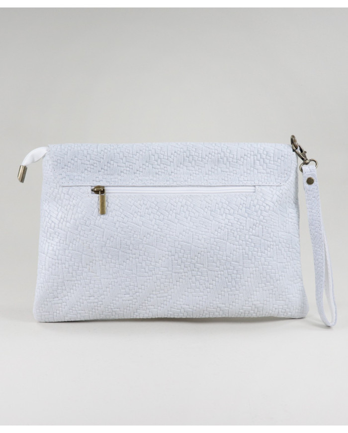 Clutch Feminina Azul Clara em Pele