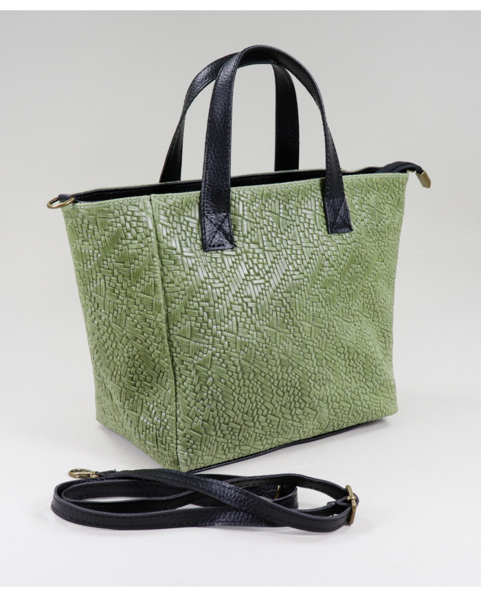 Mala Verde de Senhora em Pele com Textura