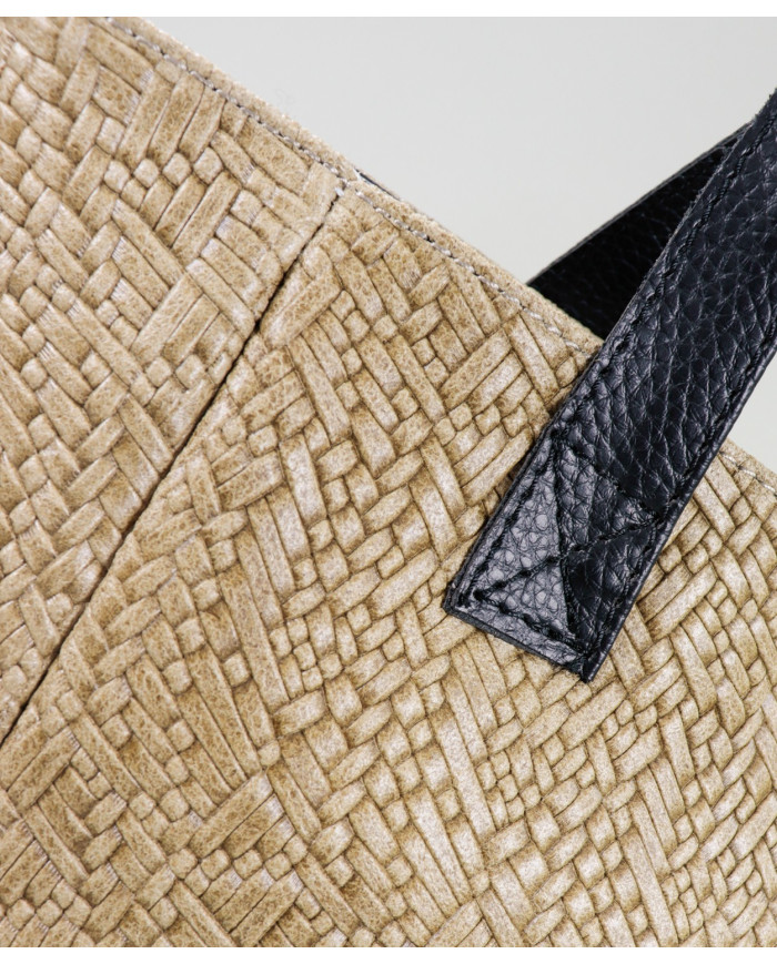 Lady Taupe Bolsa en piel con textura