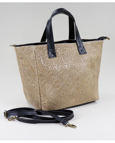 Lady Taupe Bolsa en piel con textura