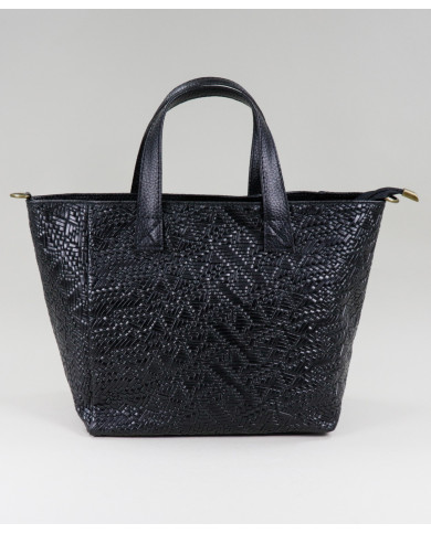 Bolsa de cuero negro de Lady con textura