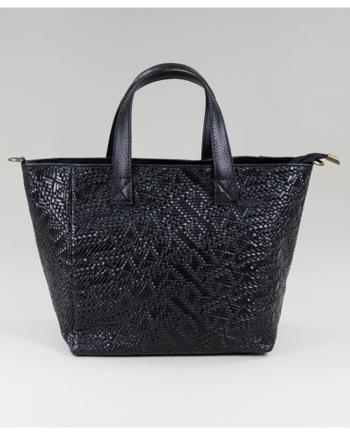 Bolsa de cuero negro de Lady con textura