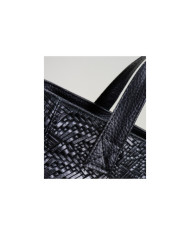 Lady's Black Leather Bag with Texture