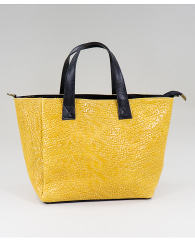 Mala Mostarda de Senhora em Pele com Textura