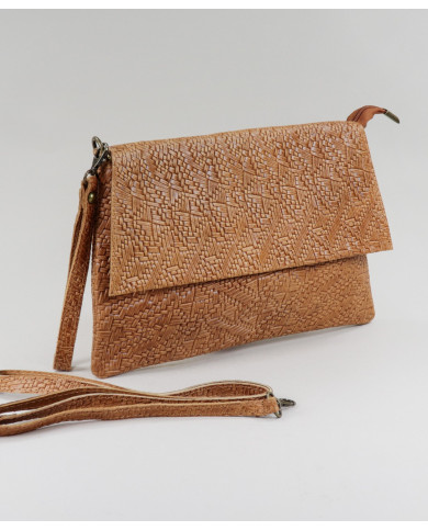 Clutch Feminina Camel em Pele