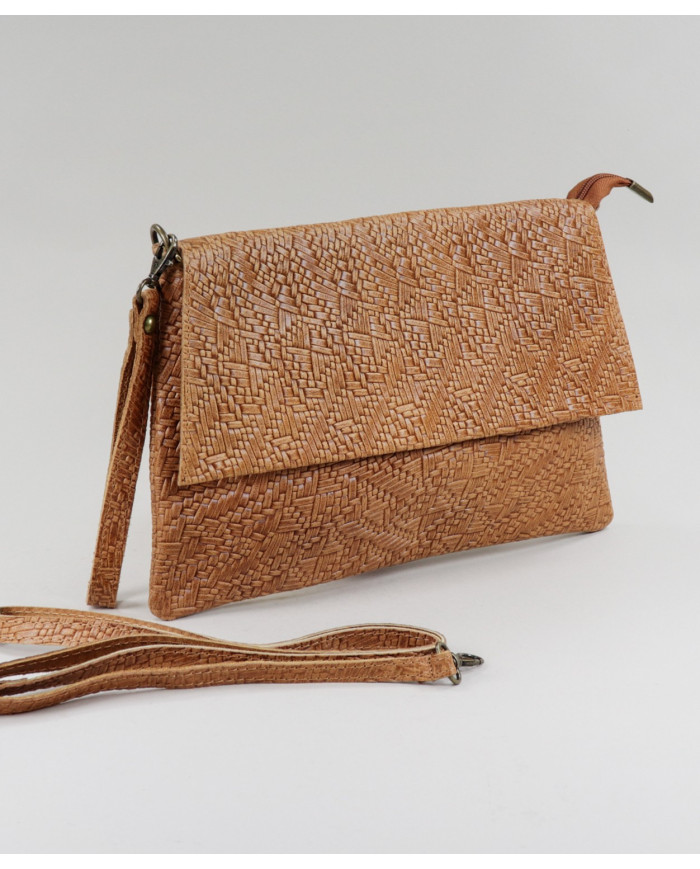 Clutch Feminina Camel em Pele