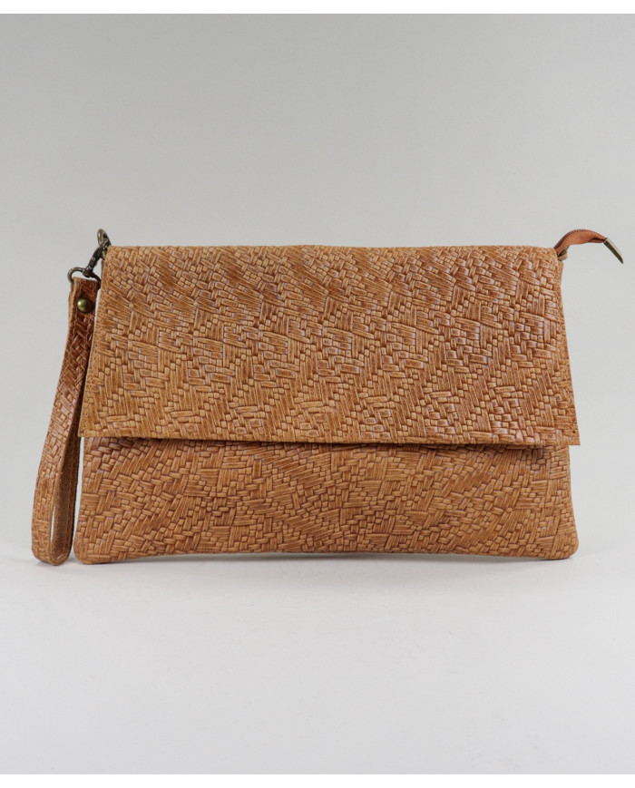 Clutch Feminina Camel em Pele