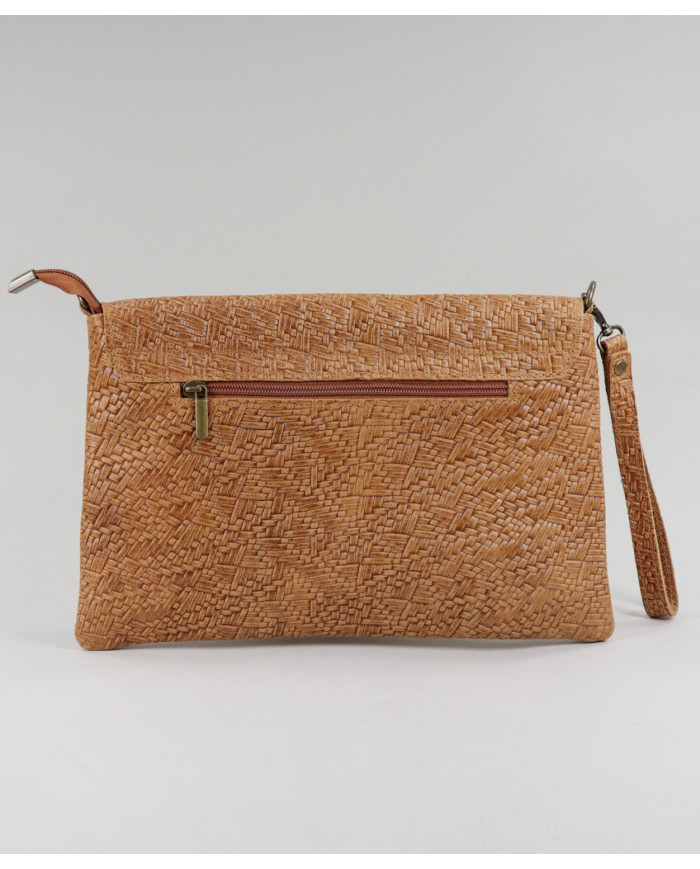 Clutch Feminina Camel em Pele