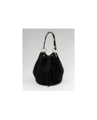 Bolso redondo negro en piel