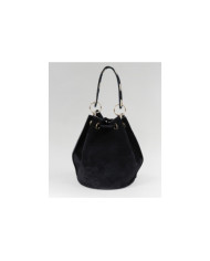 Bolso redondo negro en piel