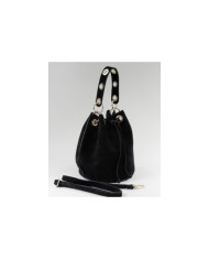 Bolso redondo negro en piel