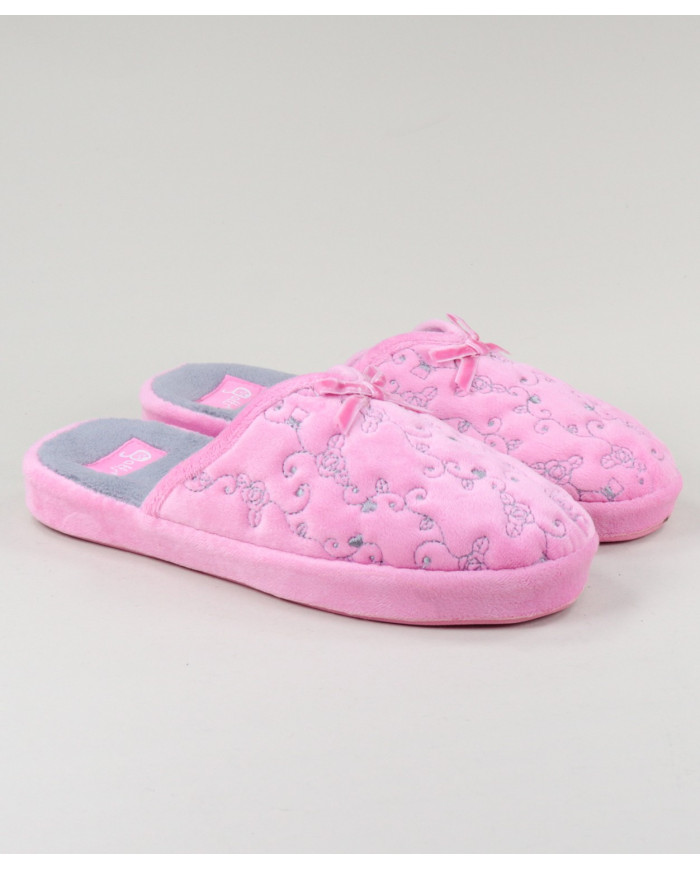 Ladies Room Slippers with Flowers Embroidery