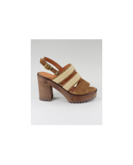 Wood Sole Sandals with Lace Strips
