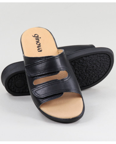 Orthopedic Slippers Ladies Black with Velcro Ginova