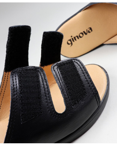Chinelos Ortopédicos Pretos de Senhora com Velcro Ginova