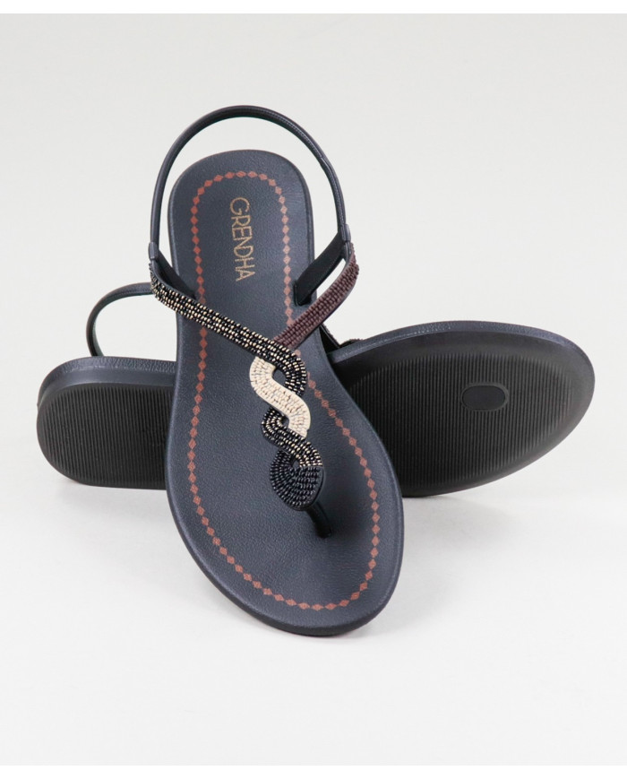 Sandalias Grendha Negro con Strip decorada