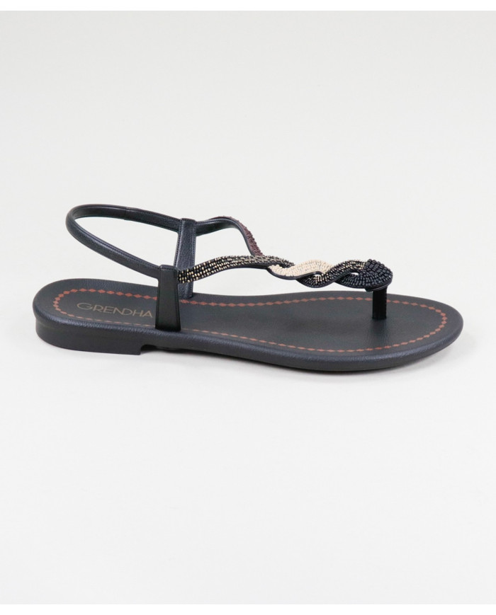 Sandals Grendha Black with Strip Decorated