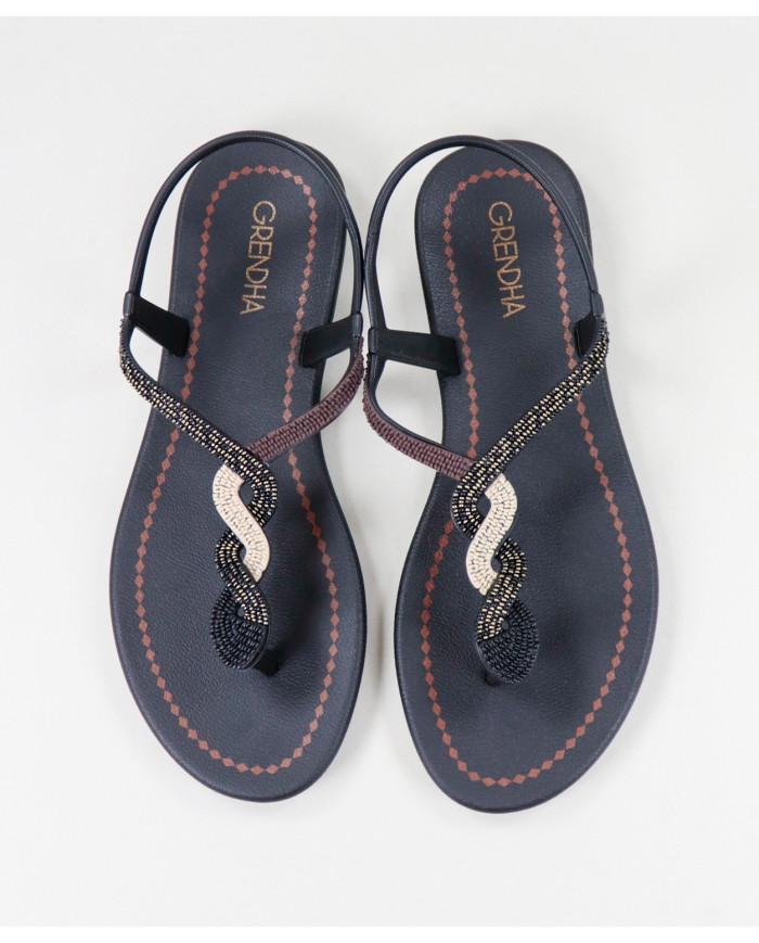 Sandals Grendha Black with Strip Decorated