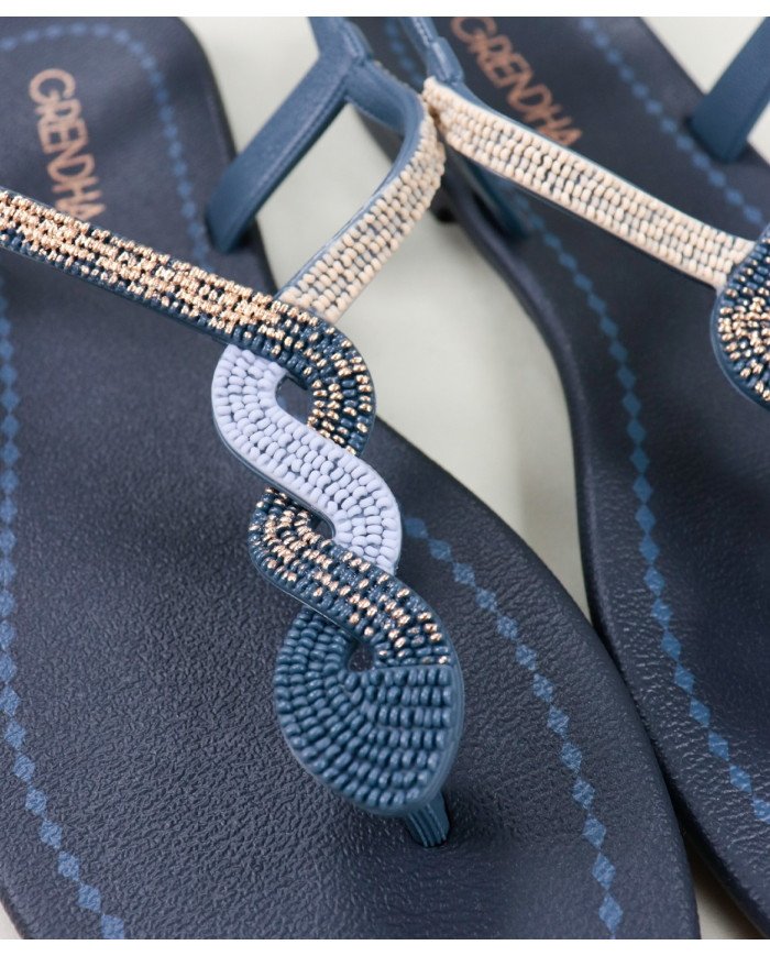 Blue Grendha Sandals with Strip Decorated