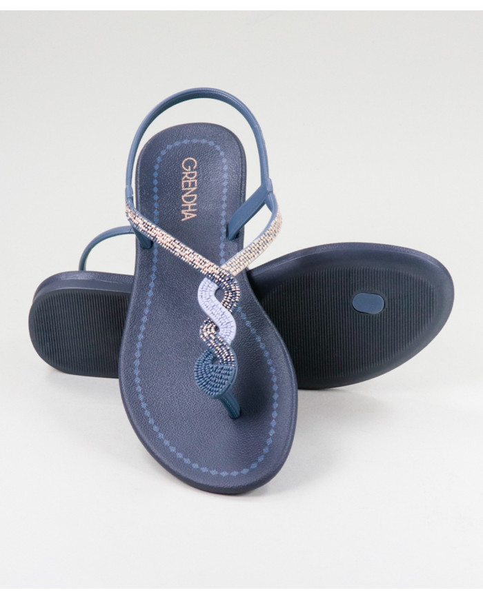 Blue Grendha Sandals with Strip Decorated