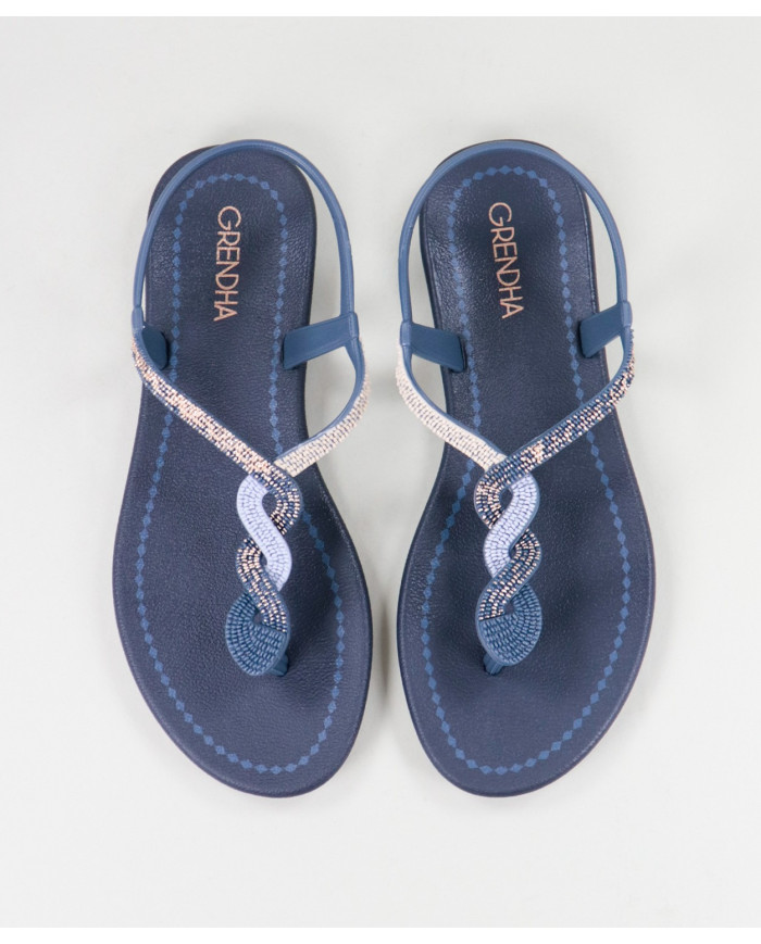 Blue Grendha Sandals with Strip Decorated