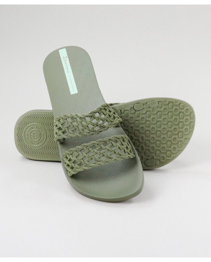 Green Ipanema Slippers with Lace Texture