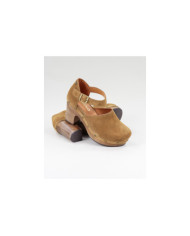 Camel de Senhora Ginova Sandals Closed with Wood Sola