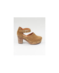 Camel de Senhora Ginova Sandals Closed with Wood Sola