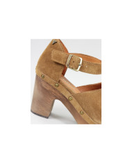 Camel de Senhora Ginova Sandals Closed with Wood Sola