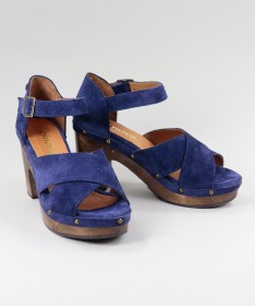 Sandálias Azuis de Senhora Ginova com Tiras Cruzadas