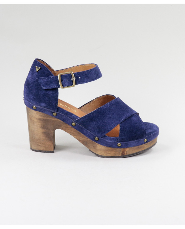 Sandálias Azuis de Senhora Ginova com Tiras Cruzadas