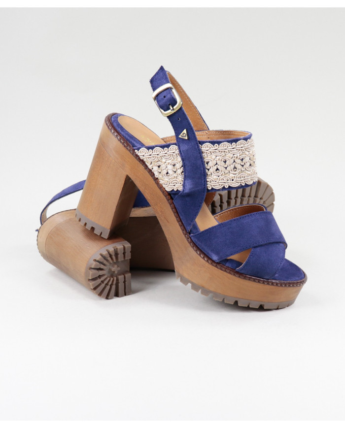 Blue Sandals by Madame Ginova with Lace