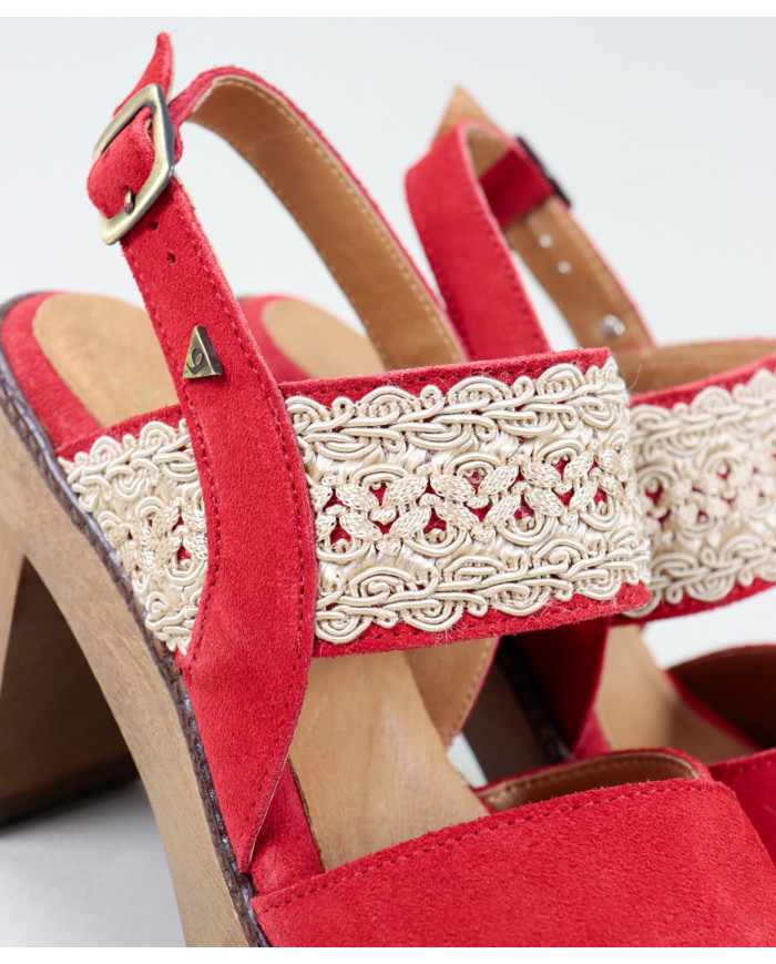 Red Sandals by Mrs. Ginova with Lace
