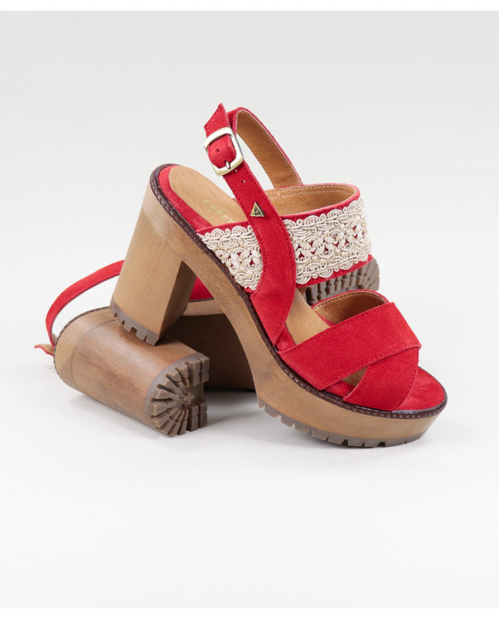 Red Sandals by Mrs. Ginova with Lace