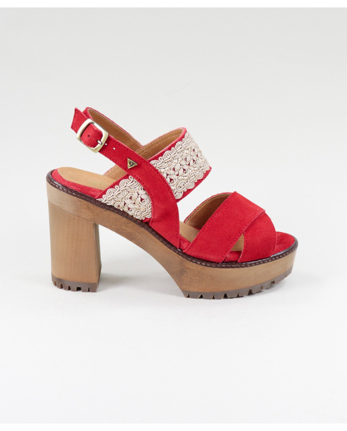 Red Sandals by Mrs. Ginova with Lace