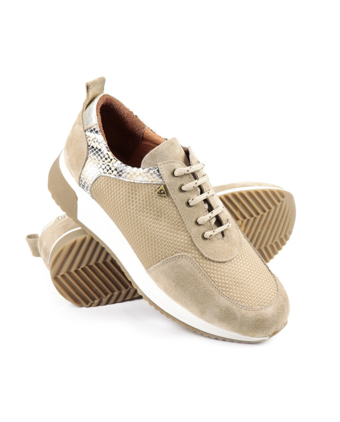 Sapatilhas Taupe de Senhora Ginova de Atacadores