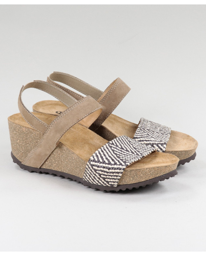 Ginova de Cunha Taupe Sandals with Anatomical and Elastic Insole