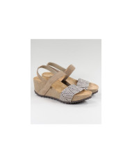 Ginova de Cunha Taupe Sandals with Anatomical and Elastic Insole