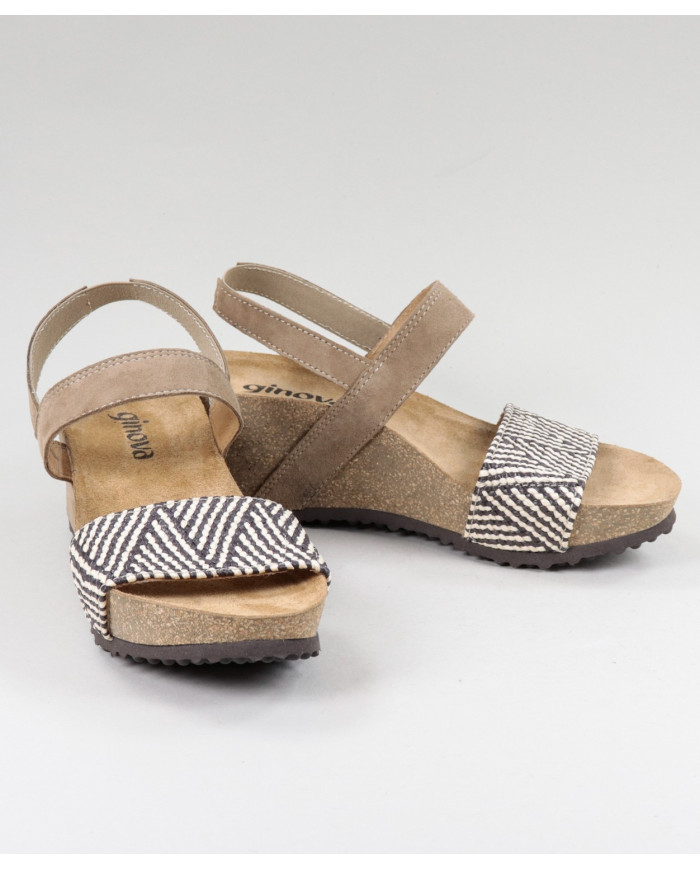 Ginova de Cunha Taupe Sandals with Anatomical and Elastic Insole