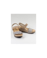 Ginova de Cunha Taupe Sandals with Anatomical and Elastic Insole
